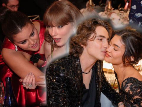 Selena Gomez beugt sich zu Taylor Swift runter, Timothée Chalamet küsst Kylie Jenner auf die Wange