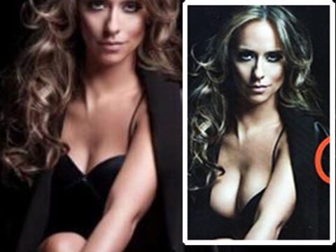 Jennifer Love Hewitt: rechts das Original-Foto, links die "brustverkleinerte" Version
