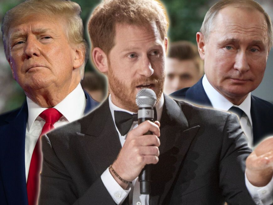 Prinz Harry zwischen Donald Trump und Wladimir Putin