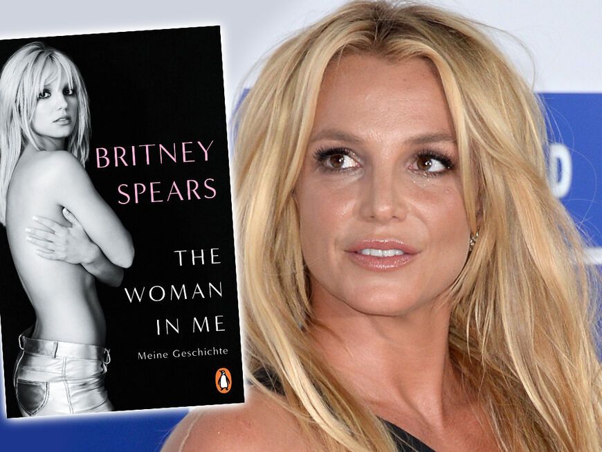 Fotomontage: Britney Spears schaut zur Seite auf Buchcover von The Women in Me
