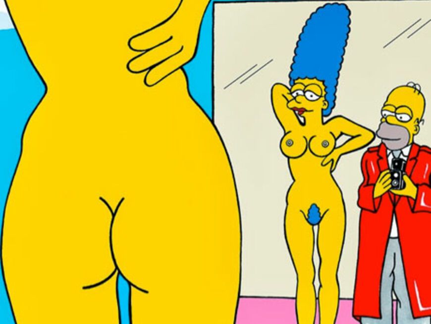 Marge Simpson ganz nackt neben ihrem Mann Homer Simpson 