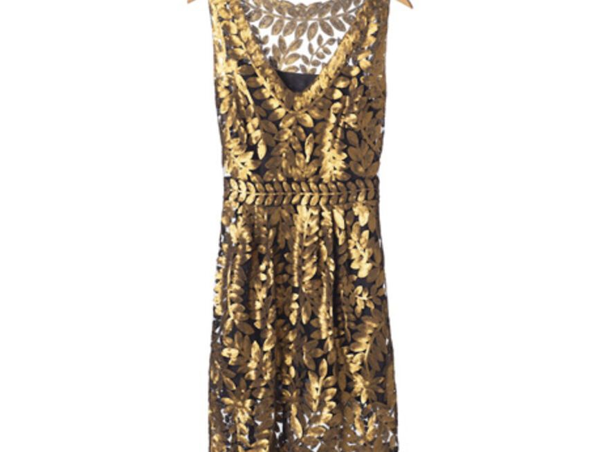Der Goldene Schnitt: kurzes Kleid mit schimmerndem Print über <a href="http://www.anthropologie.eu/europe/page/home" target="_blank">anthropologie.com</a>, ca. 245 Euro