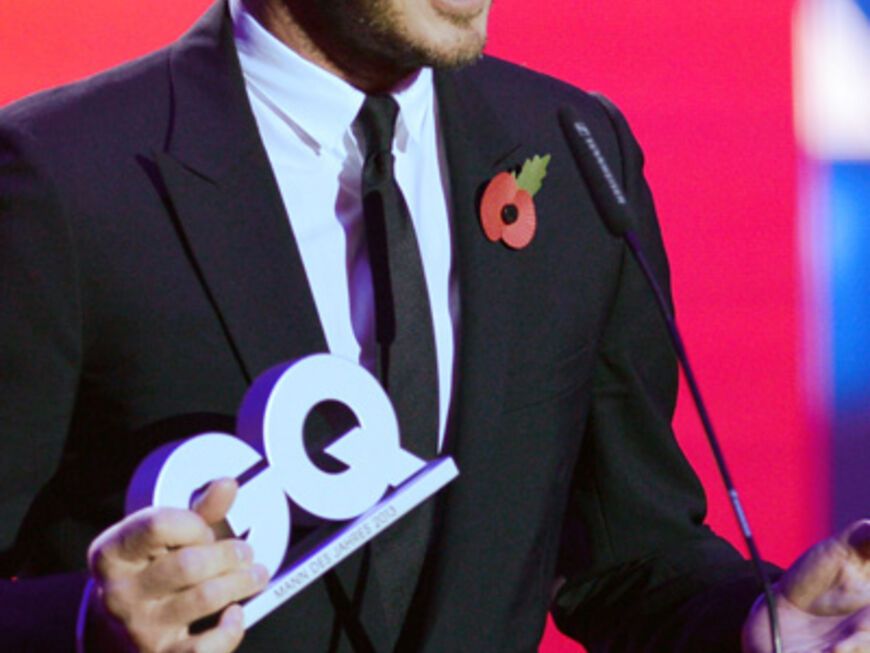Fußball-Star David Beckham erhält den Preis "GQ Mann des Jahres 2013"