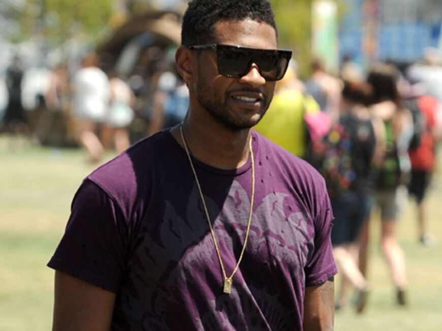 Usher zeigte sich gut gelaunt auf dem Festival-Gelände