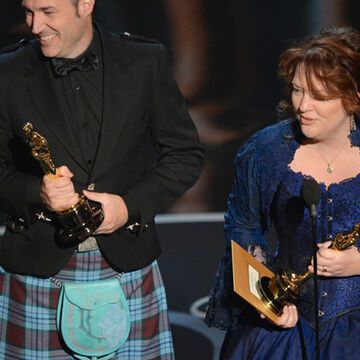 Der Oscar für in der Kategorie "Bester Animationsfilm" geht an "Merida". Hier sind seine Macher: Mark Andrews und Brenda Chapman