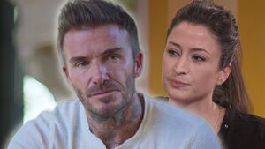 David Beckham und Rebecca Loos sehen angespannt aus