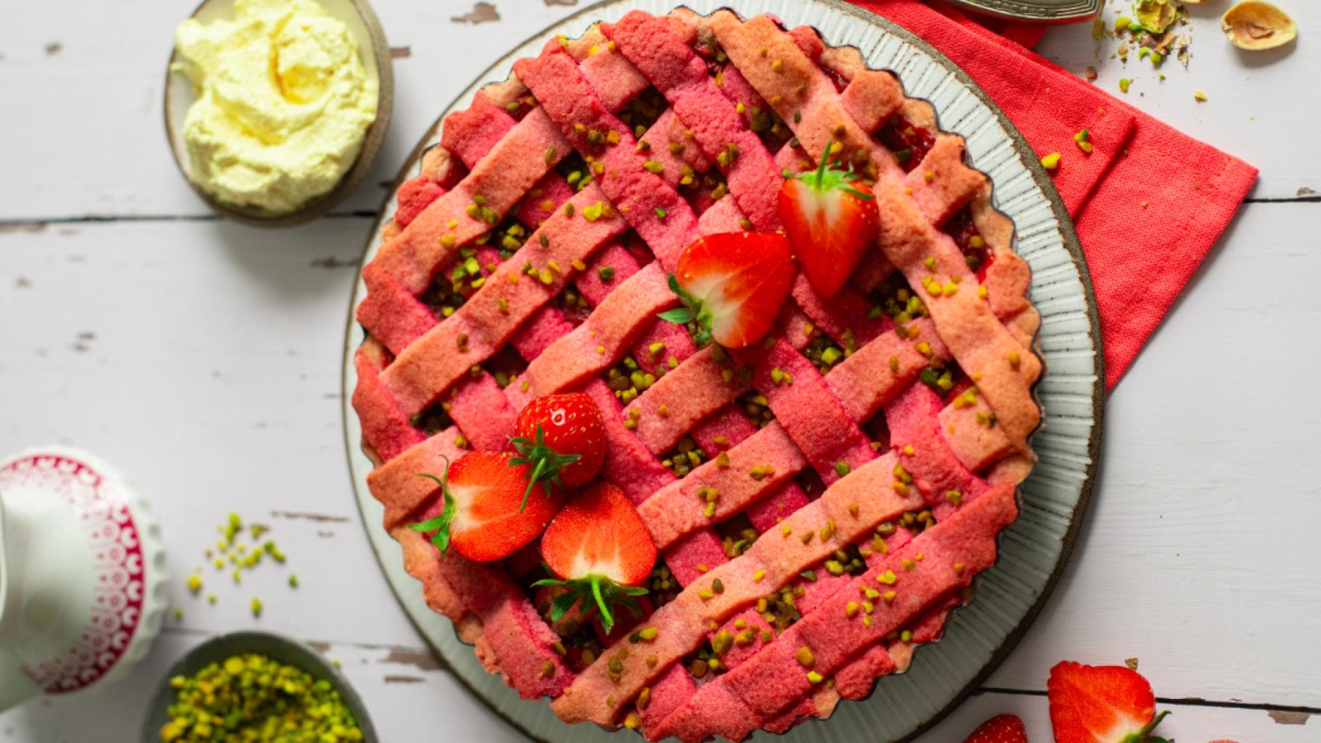 Rezept für Erdbeer-Pistazien-Pie