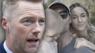 Ronan Keating entsetzt - im Hintergrund mit Ehefrau Storm Uechtritz und Tochter Coco