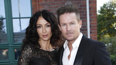 Felix Baumgartner mit Freundin Mihaela, beide in schwarz gekleidet