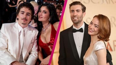 Collage Pärchen Oscars 2026 Timothee Charlamet und Emma Stone und Kylie Jenner