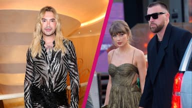 Bill Kaulitz Collage mit Taylor Swift und Travis Kelce