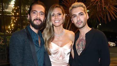 Heidi Klum posiert mit Tom und Bill Kaulitz