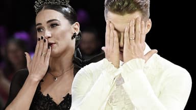 Renata Lusin macht Luftkuss, Valentin Lusin hält Hände vors Gesicht