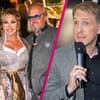 Carmen und Robert Geiss lächeln, Oliver Pocher mit Mikrofon guckt ernst
