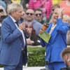 Andrea Kiewel mit Bernhard Brink im Fernehgarten