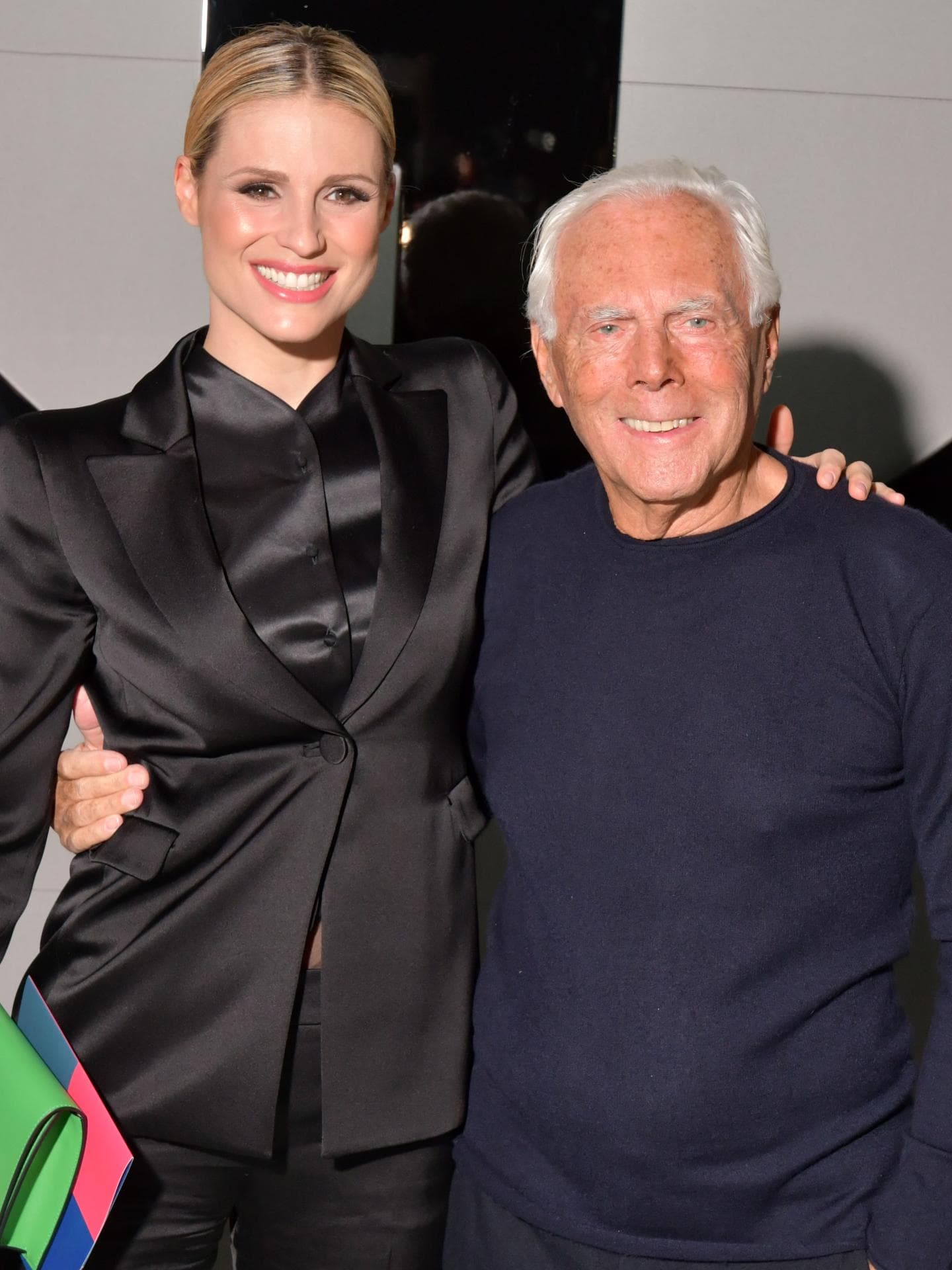 Michelle Hunziker und Giorgio Armani im Jahr 2018