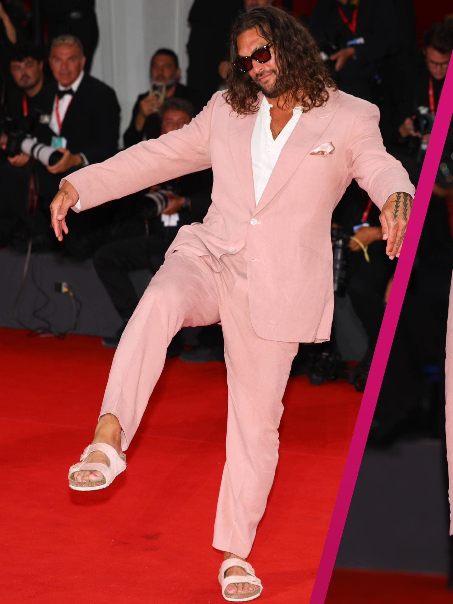 Jason Momoa in rosafarbenem Anzug in Venedig