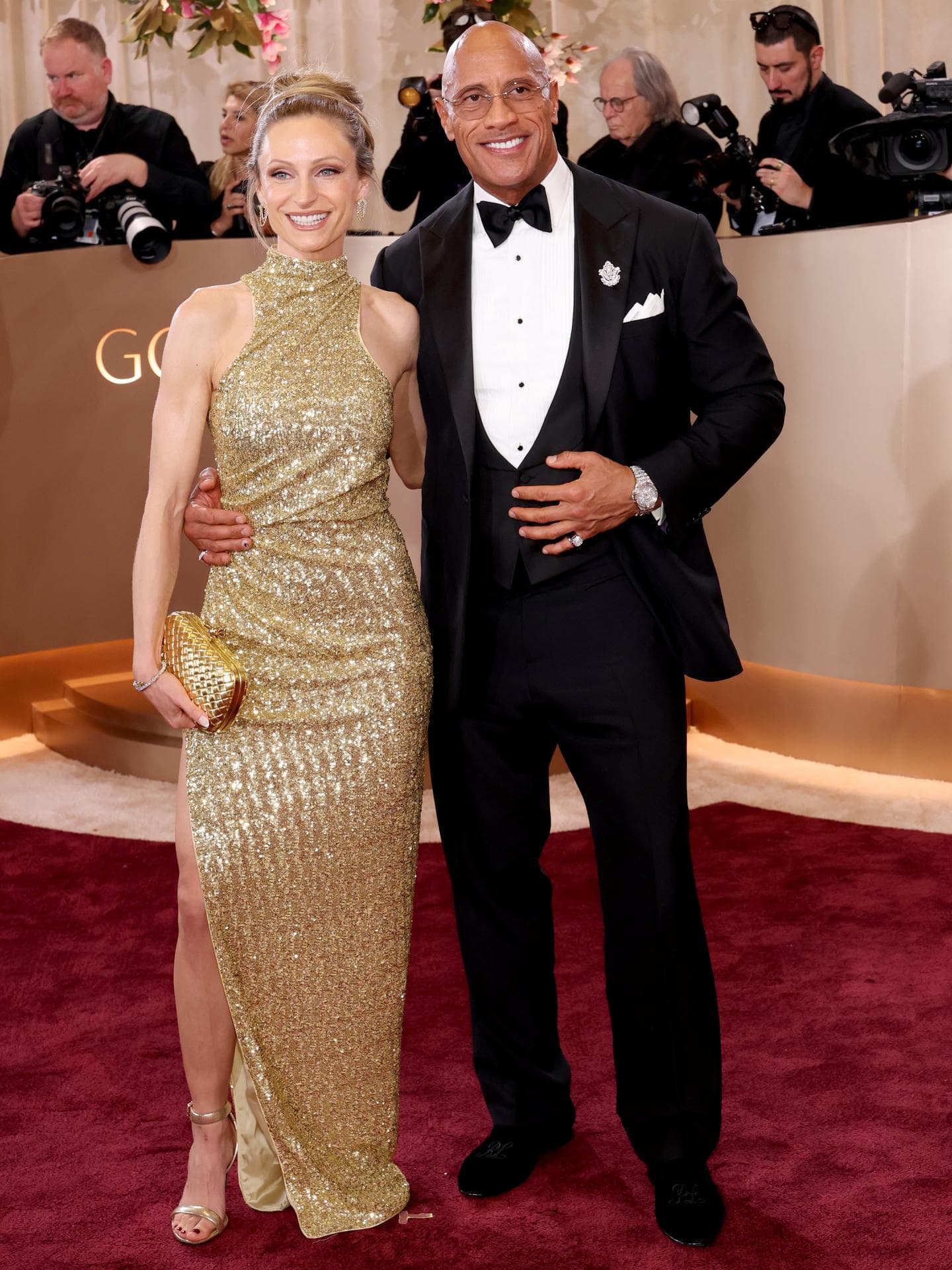 Lauren Hashian und Dwayne Johnson bei Golden Globes