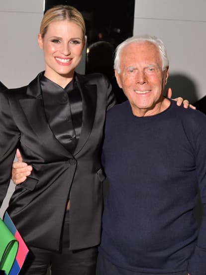 Michelle Hunziker und Giorgio Armani im Jahr 2018