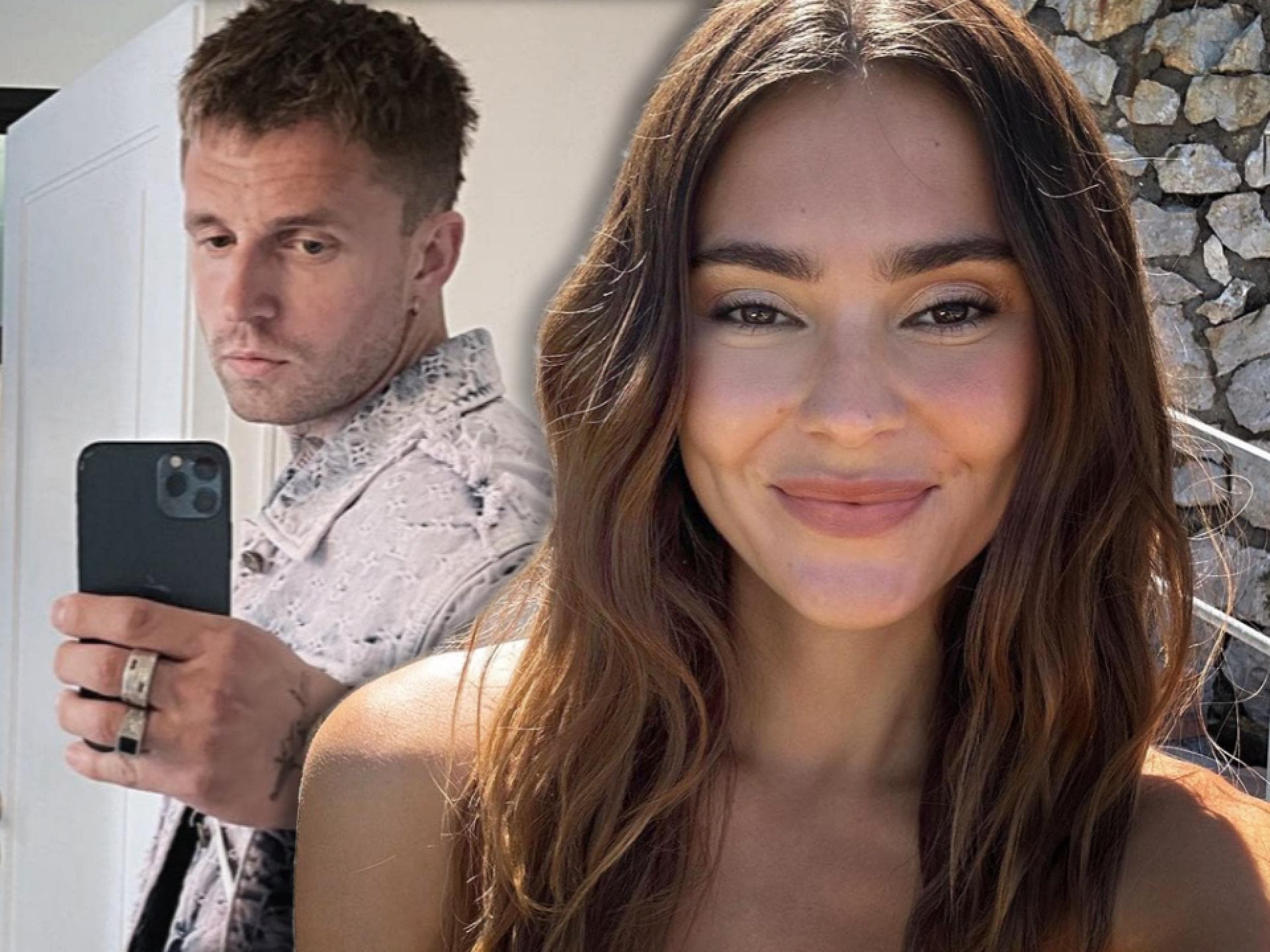 Marcus Butler macht ein Spiegel-Selfie, Stefanie Giesinger macht ein Selfie am Strand