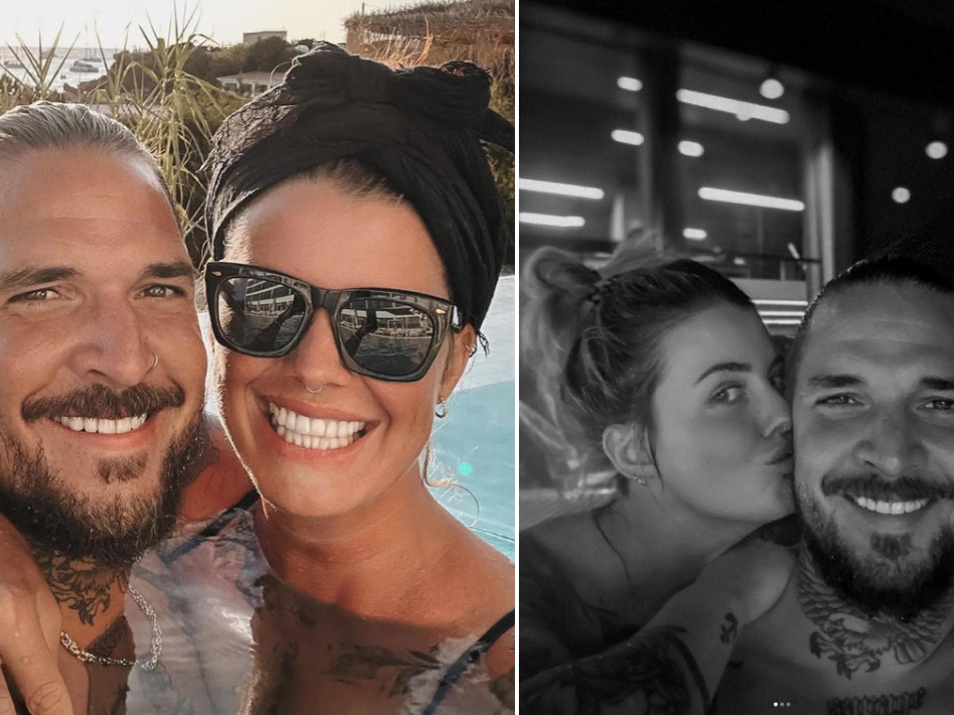 Pia Tillmann und Zico Banach machen im Pool Selfies