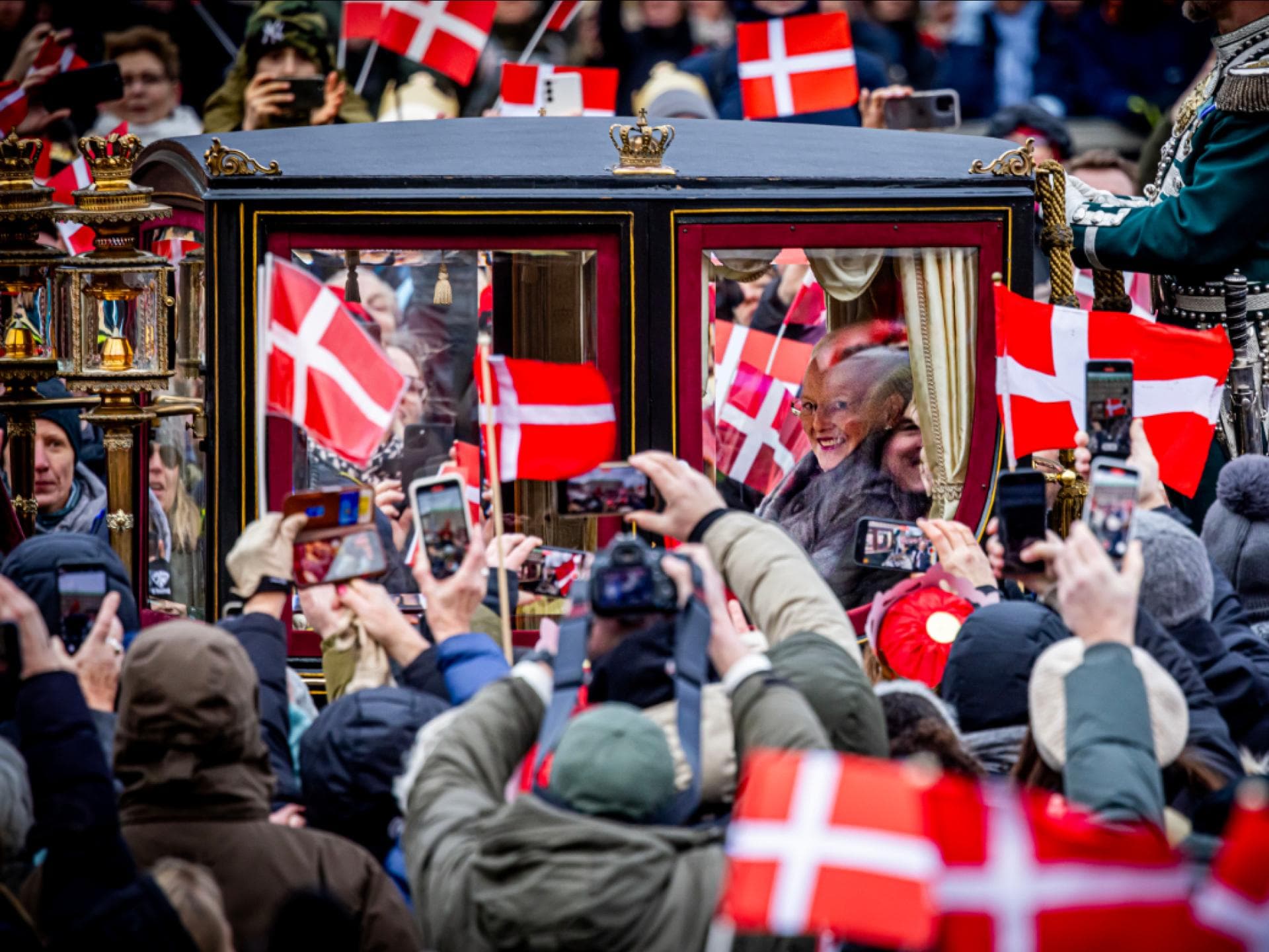 Königin Margrethe in einer Kutsche am 14. Januar 2014.