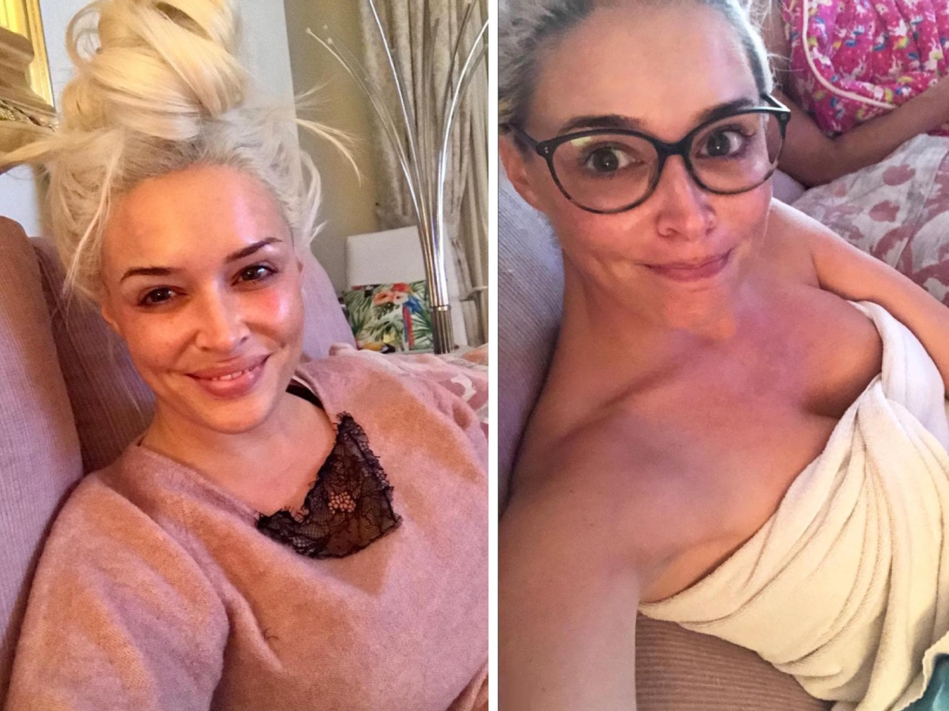 Daniela Katzenberger ungeschminkt auf dem Sofa