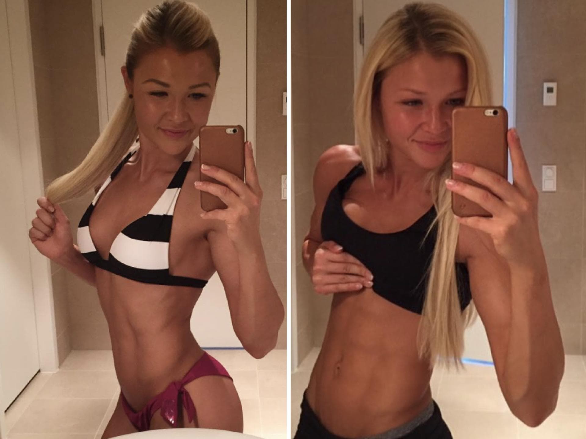 Sophia Thiel macht bauchfreie Spiegel-Selfies im Juli und August 2015