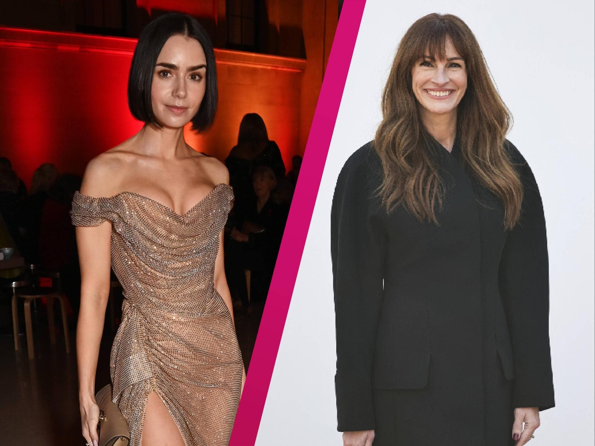 Lily Collins Julia Roberts AUgencreme Lily Collins Julia Roberts lächeln