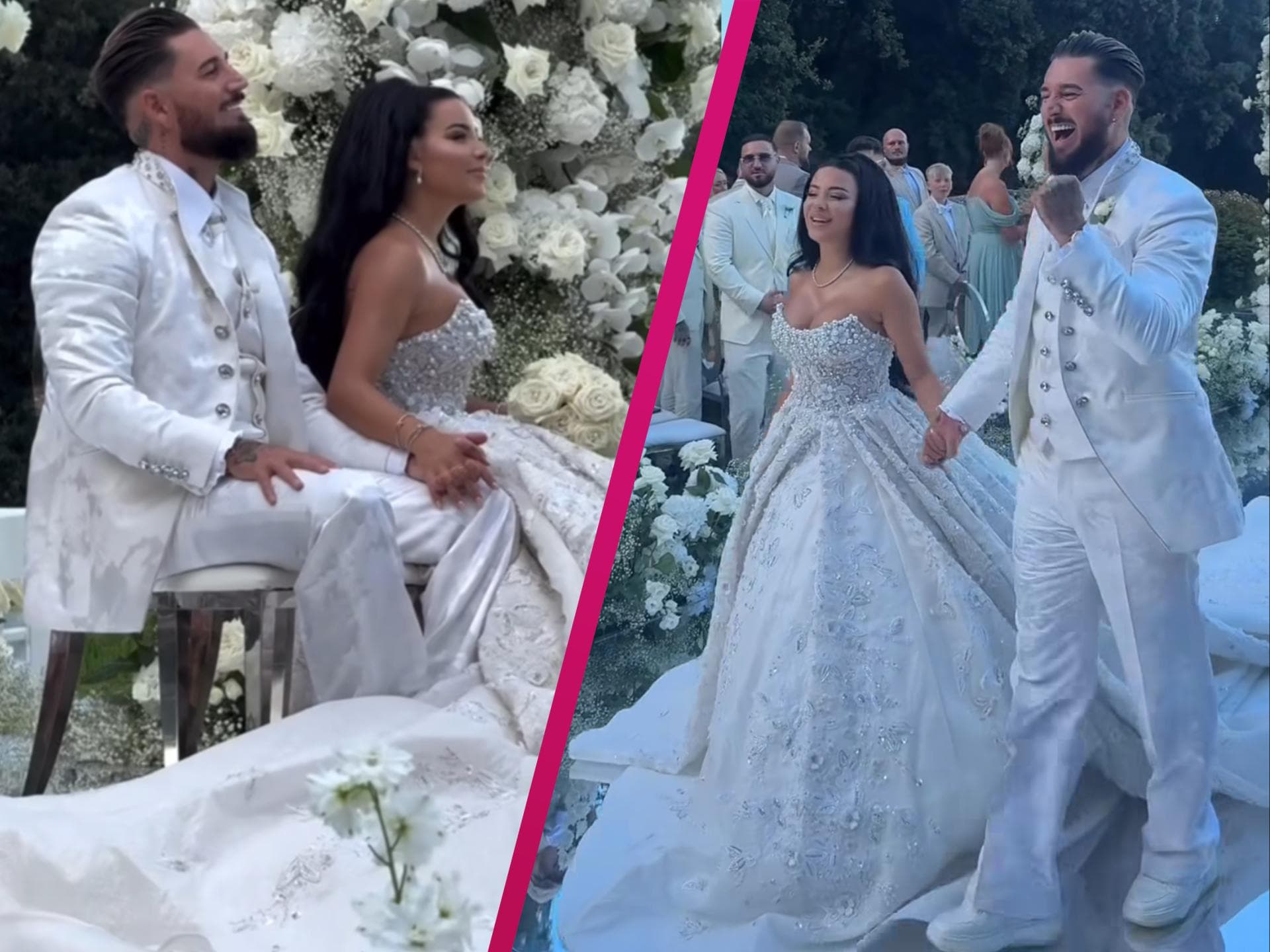 Mike und Leyla Heiter als Braut und Bräutigam bei ihrer Hochzeit in Italien