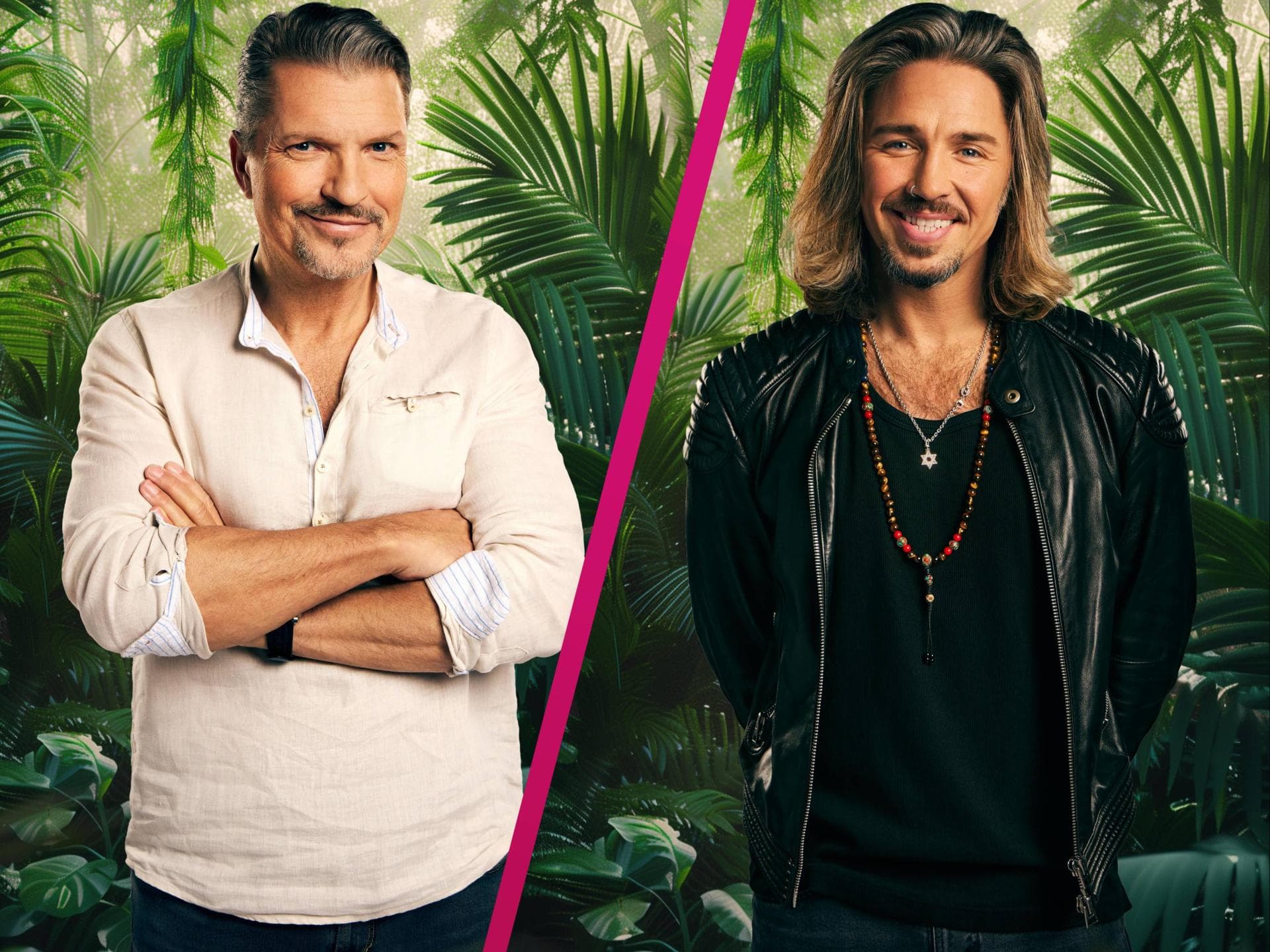 Hardy Krüger jr mit Gil Ofarim vor Dschungelkulisse