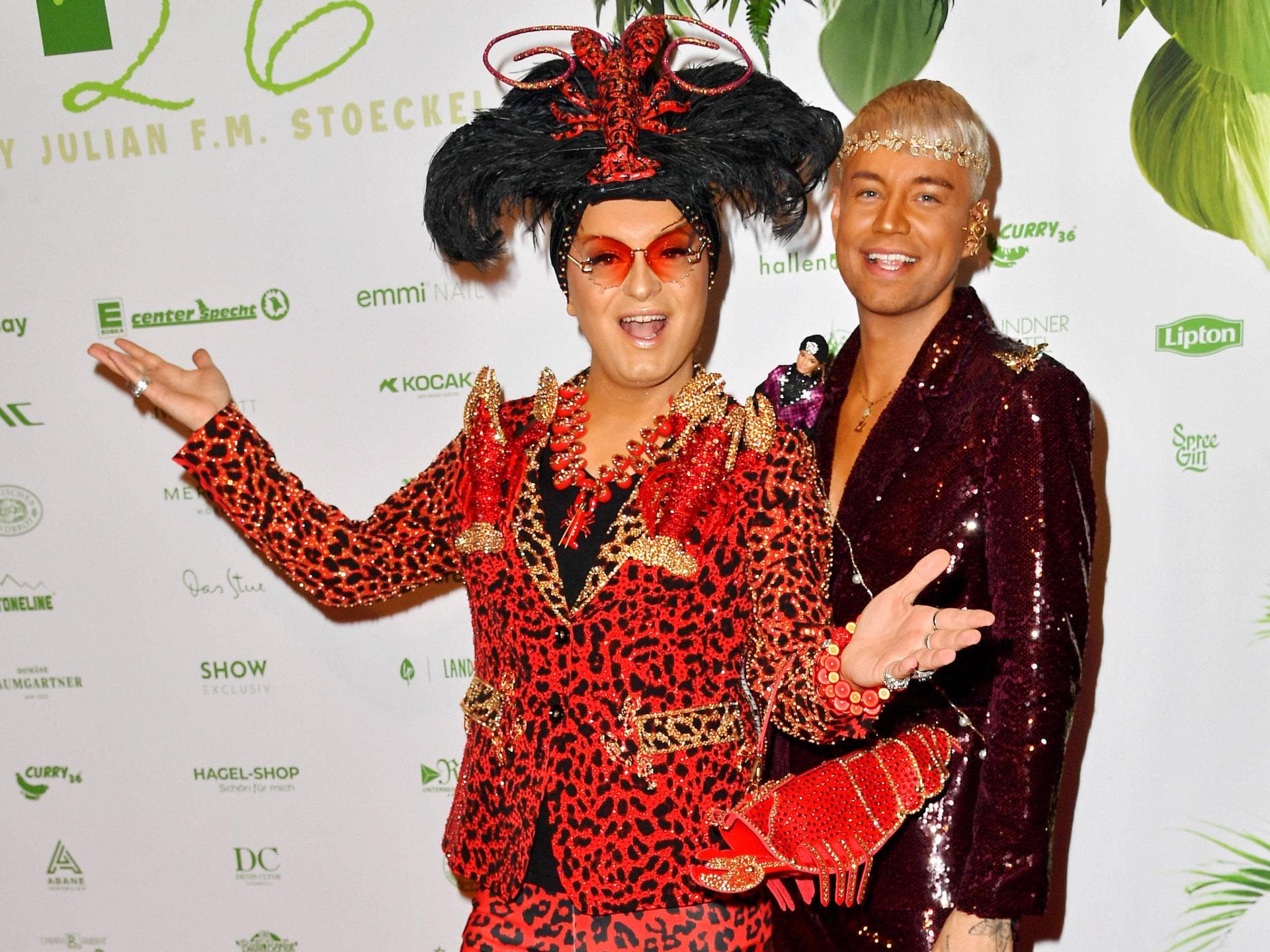 Julian F. M. Stoeckel und Partner Marcell Damaschke bei der Dschungelparty in Berlin zum Dschungelcamp-Start