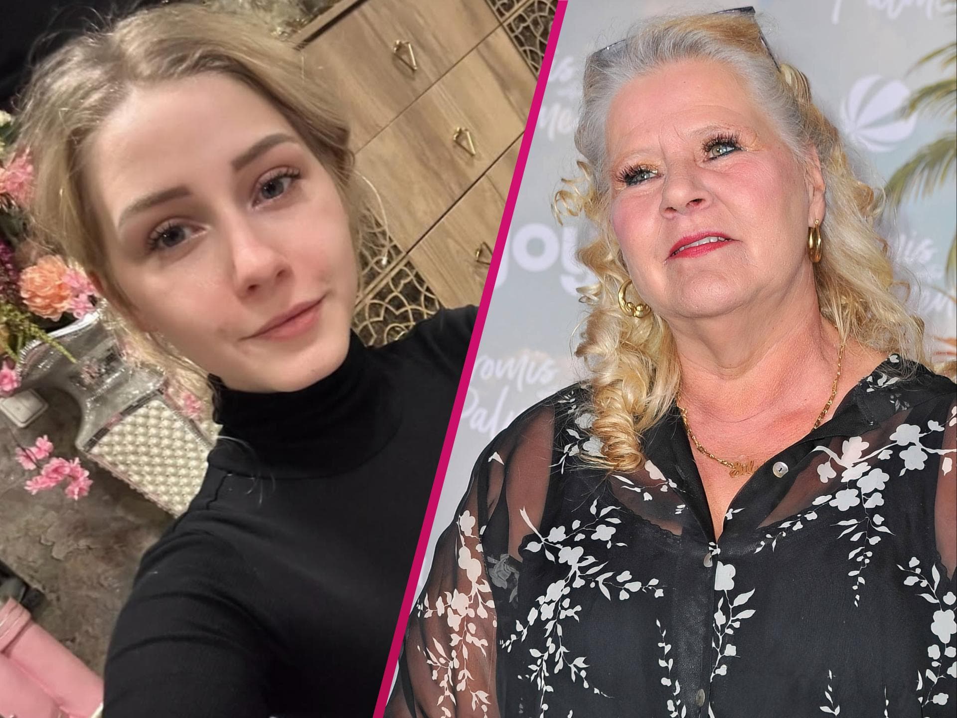 Loredana Wollny lächelt, Silvia Wollny lächelt und schaut nach oben