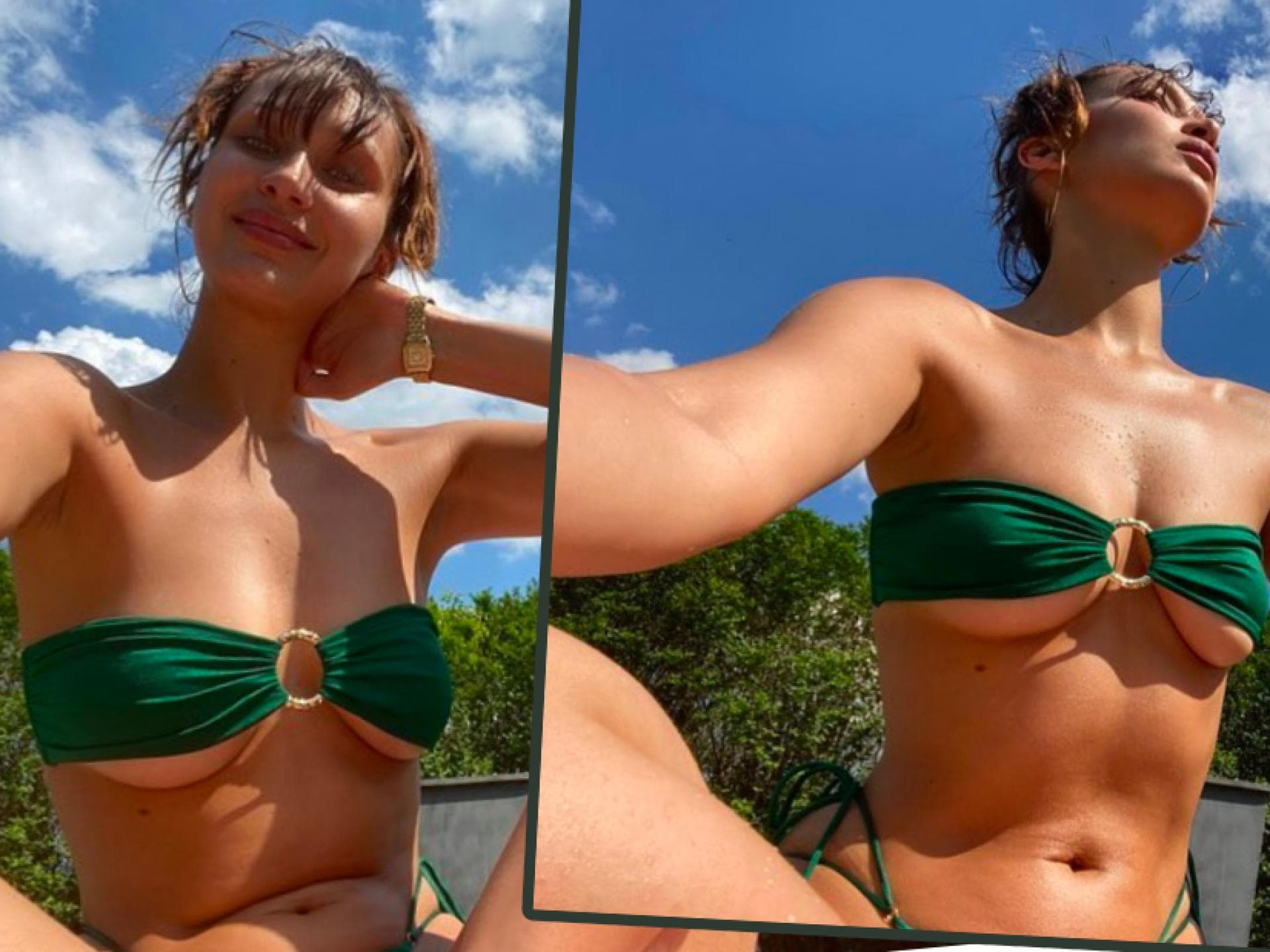 Bella Hadid macht ein Selfie im Bikini