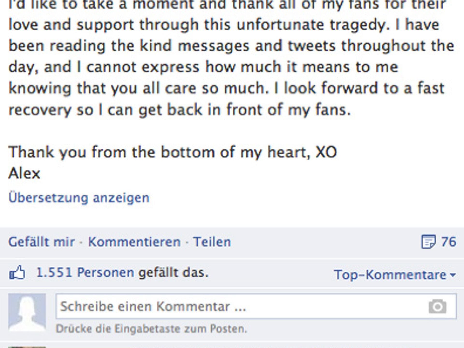 Hier dankt der Sänger der Band The Calling seinen Fans