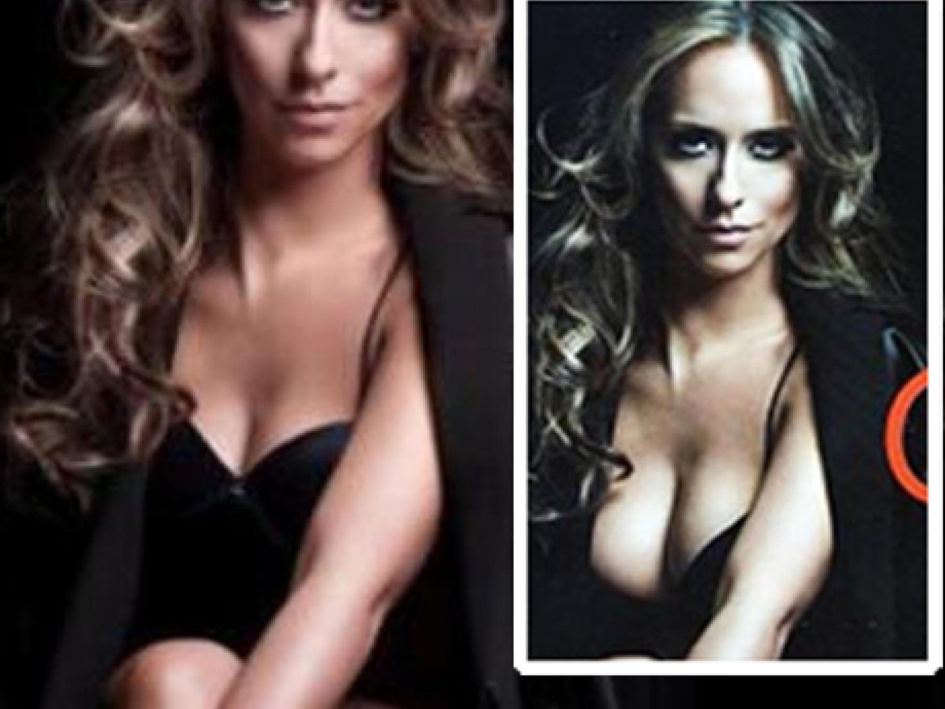 Jennifer Love Hewitt: rechts das Original-Foto, links die "brustverkleinerte" Version Jennifer Love Hewitt: rechts das Original-Foto, links die "brustverkleinerte" Version
