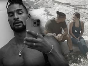 Bachelor David Jackson blickt ernst - im Hintergrund mit Rebecca im Gespräch