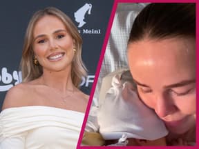 Liz Kaeber mit ihrem Baby, Bildmontage