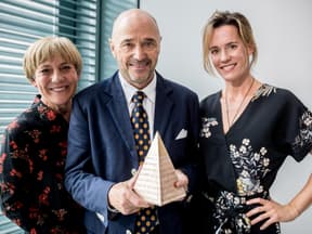 Rosi Mittermaier, Christian und Ameli Neureuther stehen nebeneinander, 2017