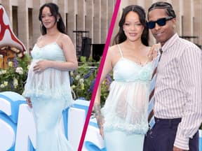 Rihanna mit Babybauch und A$AP Rocky bei der Premiere von "Die Schlümpfe" in Belgien