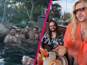 Jannik Kontalis neben Bill Kaulitz im Pool, Tom Kaulitz mit Bill Kaulitz