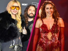 Bill und Tom Kaulitz mit Sarah Engels in Collage