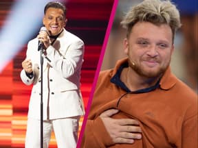 Menowin Fröhlich 2026 auf der DSDS-Bühne und daneben früher im Jahr 2015 vor seinem Abnehm-Erfolg