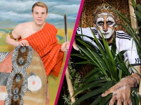 Manuel Neuer als Krieger, Miroslav Klose als Tiger im Rahmen eines DFB-Fotoshootings zur WM 2010