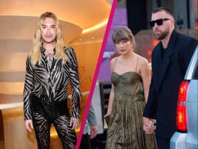 Bill Kaulitz Collage mit Taylor Swift und Travis Kelce