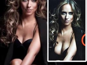 Jennifer Love Hewitt: rechts das Original-Foto, links die "brustverkleinerte" Version