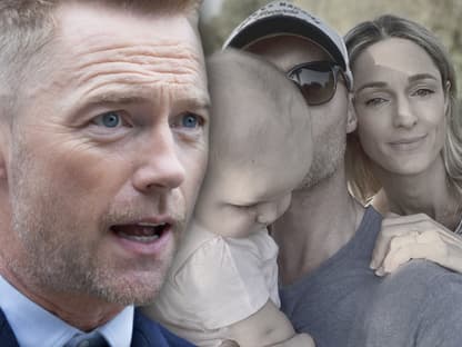 Ronan Keating entsetzt - im Hintergrund mit Ehefrau Storm Uechtritz und Tochter Coco