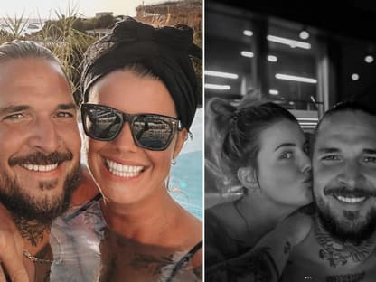 Pia Tillmann und Zico Banach machen im Pool Selfies