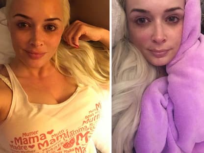 Daniela Katzenberger ungeschminkt im Liegen