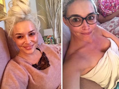 Daniela Katzenberger ungeschminkt auf dem Sofa
